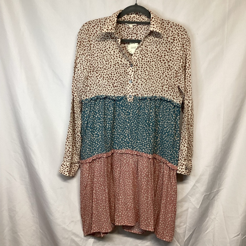 Oddy Tiered Flowy Boho Long Sleeve Dress